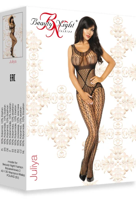 Bodystocking Juliya - otevřený klín - Černá