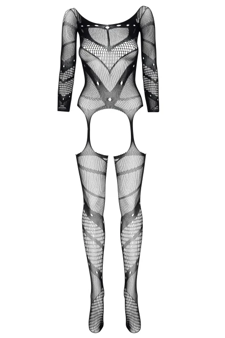 Bodystocking Esmeralda - otevřený klín - Černá