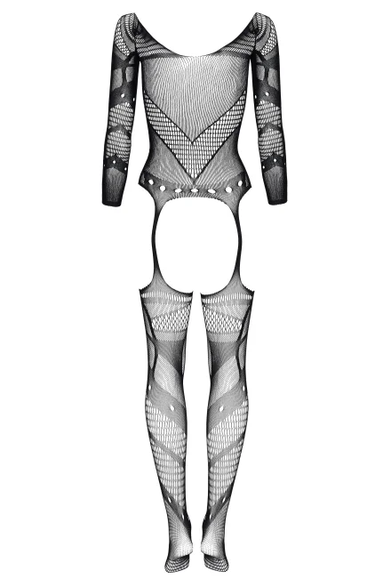 Bodystocking Esmeralda - otevřený klín - Černá