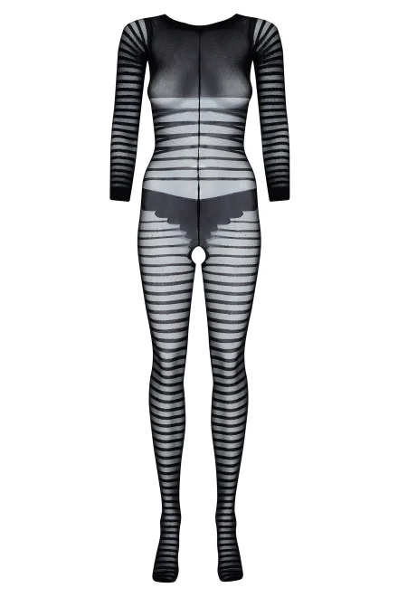 Bodystocking Ximena - otevřený klín - Černá