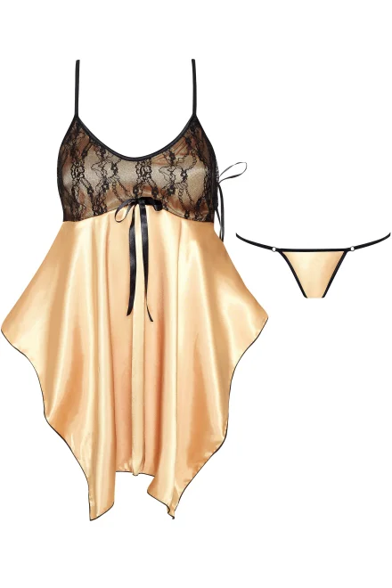 Sexy košilka Julieta gold - Zlatá
