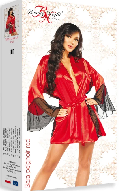 Erotický župan Sara red - Červená