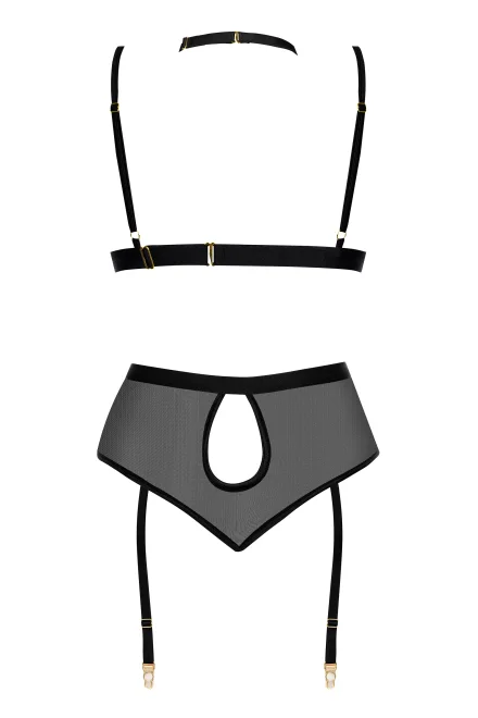 Sexy komplet Cristalyn - 3 dílný - Černá