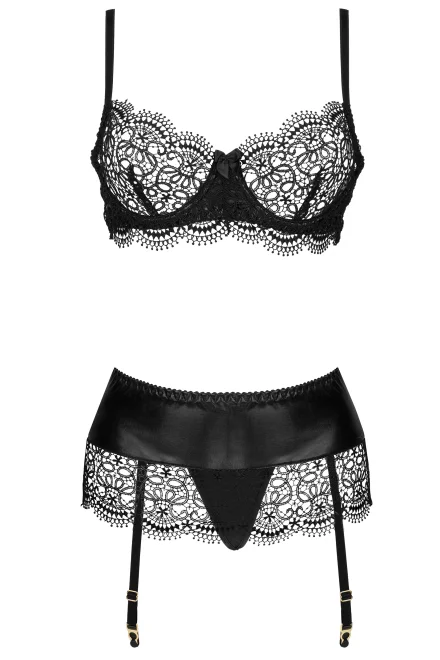 Sexy komplet Adelia - 3 dílný - Černá