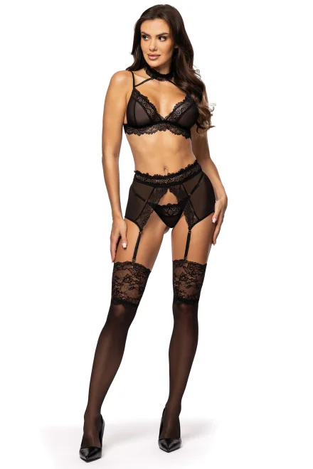 Sexy komplet Velvet Sin - 3 dílný - Čierna