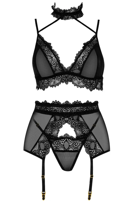Sexy komplet Velvet Sin - 3 dílný - Čierna