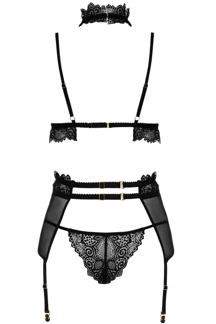 Sexy komplet Velvet Sin - 3 dílný - Čierna