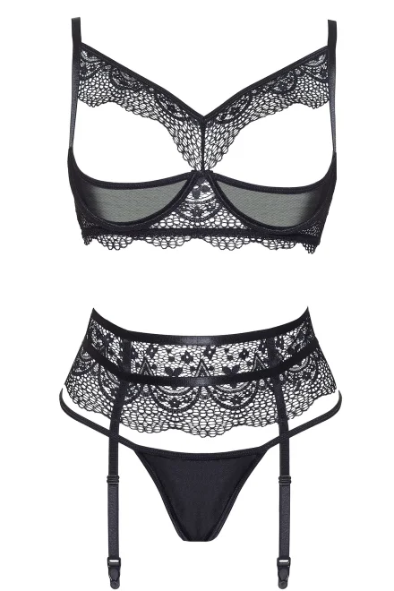 Sexy komplet Chiara - 3 dílný - Čierna