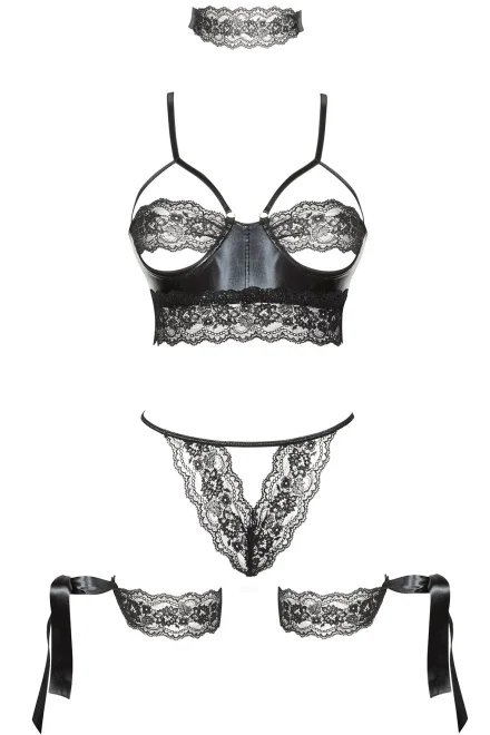 Sexy komplet Shaquila - 5 dielny - Čierna
