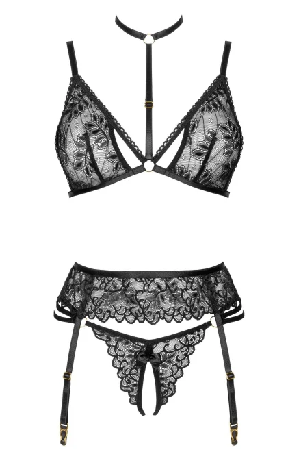 Sexy komplet Noemi black - 3 dielny - Čierna