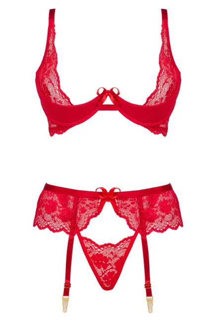 Sexy komplet Rose red - 3 dílný - Červená