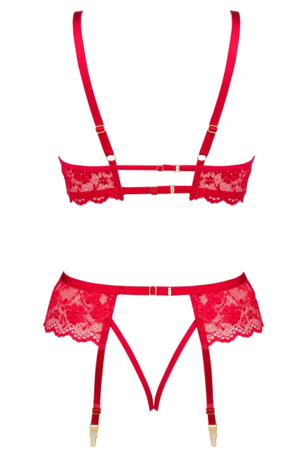 Sexy komplet Rose red - 3 dílný - Červená