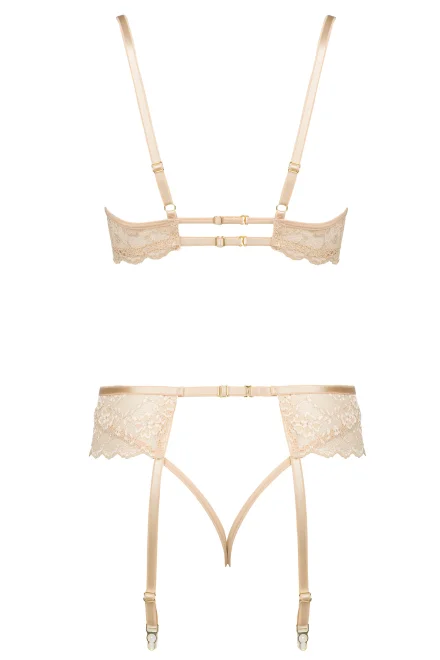Sexy komplet Rose nude - 3 dílný - Nude