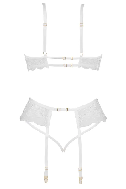 Sexy komplet Rose white - 3 dílný - Biela