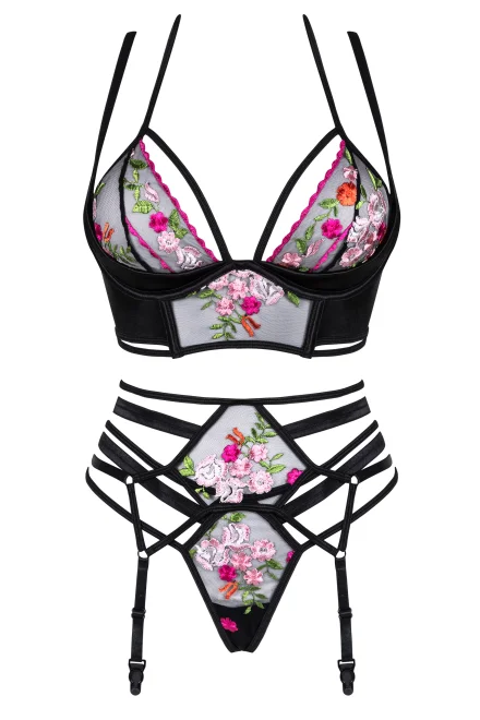 Sexy komplet Joanna - 3 dílný - Čierno-farebná
