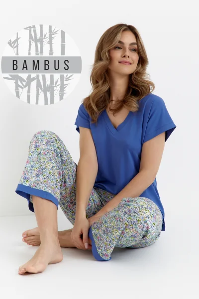 Dámské pyžamo CAN - 459 - 7/8 kalhoty - bambus - Modrofialová