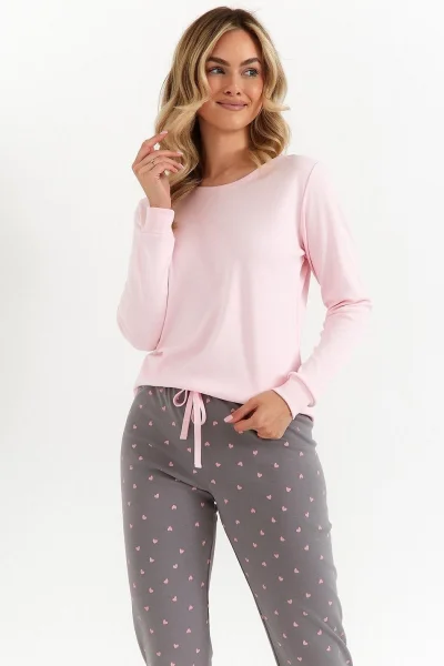 Dámské pyžamo CAN - 492 - bavlna interlock - Růžovo-šedá
