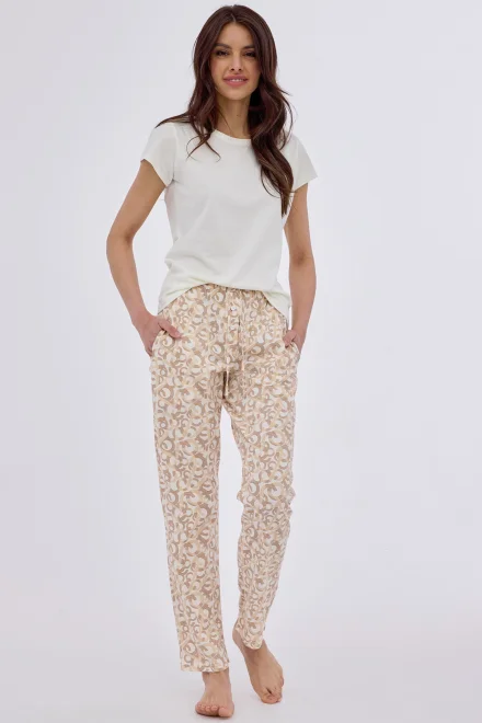 Pyžamové kalhoty 690 - bavlna - Ecru