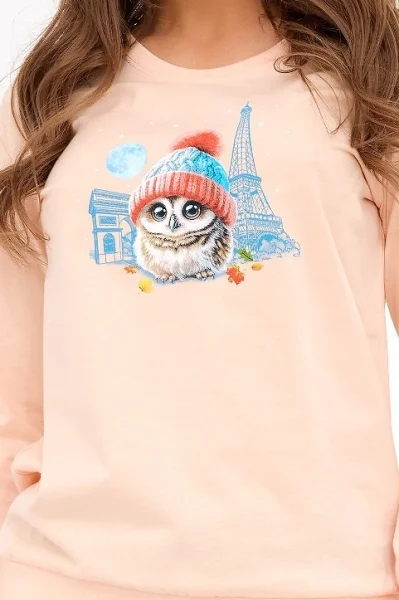 Dámské pyžamo Paris - sovička - Světle oranžová