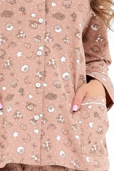 BEI Dámské pyžamo Smile 4 - bavlna - Béžová