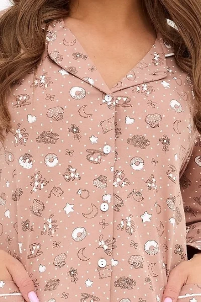 BEI Dámské pyžamo Smile 4 - bavlna - Béžová