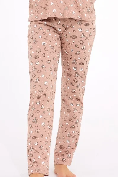 BEI Dámské pyžamo Smile 4 - bavlna - Béžová