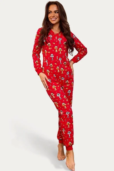 Dámský overal Dog 3 - bavlna - Červená