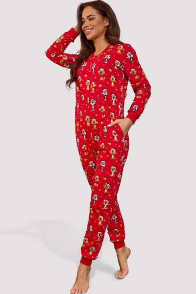 Dámský overal Dog 3 - bavlna - Červená