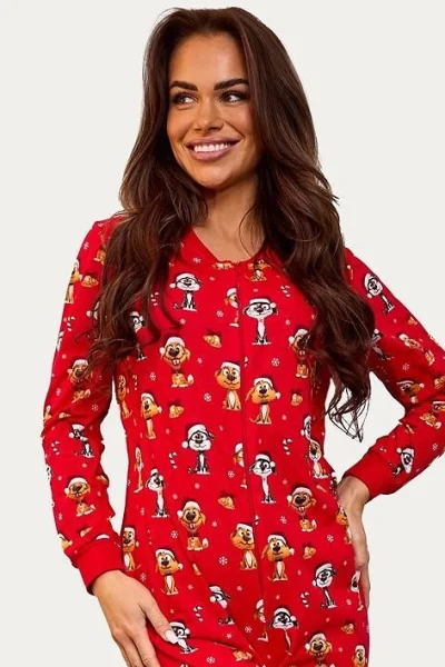 Dámský overal Dog 3 - bavlna - Červená