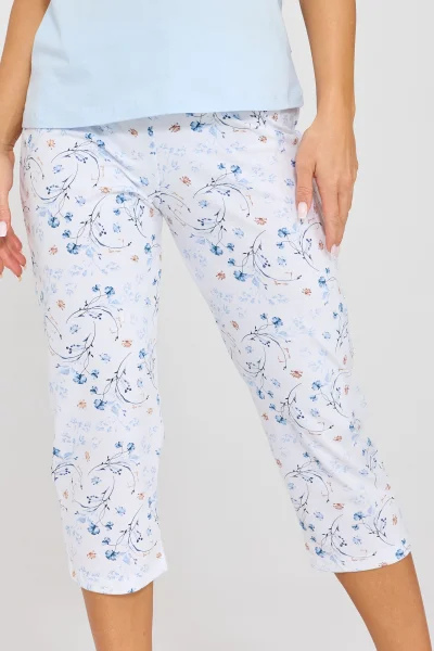 Dámské třídílné pyžamo Delicate - bavlna - Světle modrá