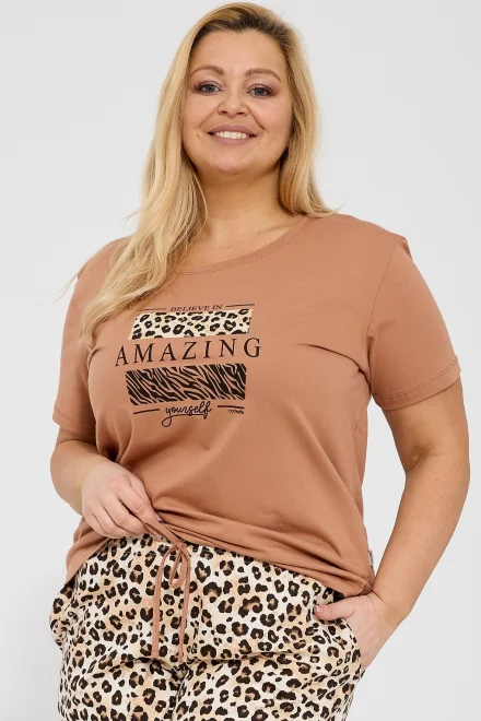 Dámske pyžamo Amazing - bavlna - Svetlohnedá