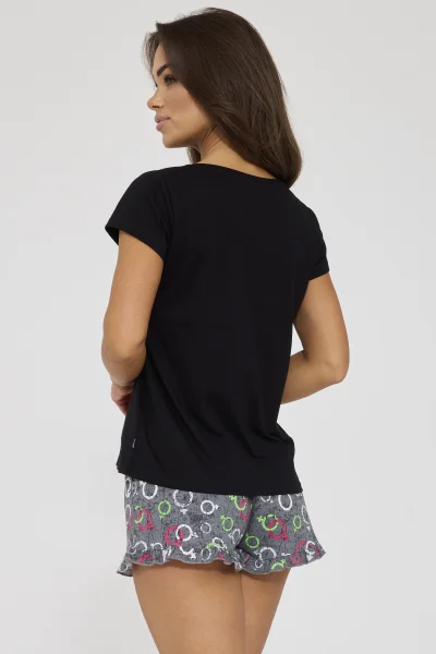 Dámské pyžamo Love Symbols - bavlna - Černo-šedá