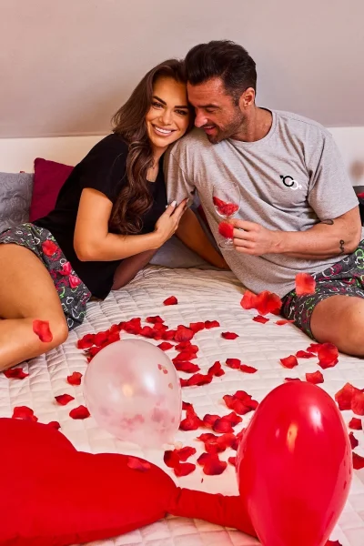 Dámské pyžamo Love Symbols - bavlna - Černo-šedá