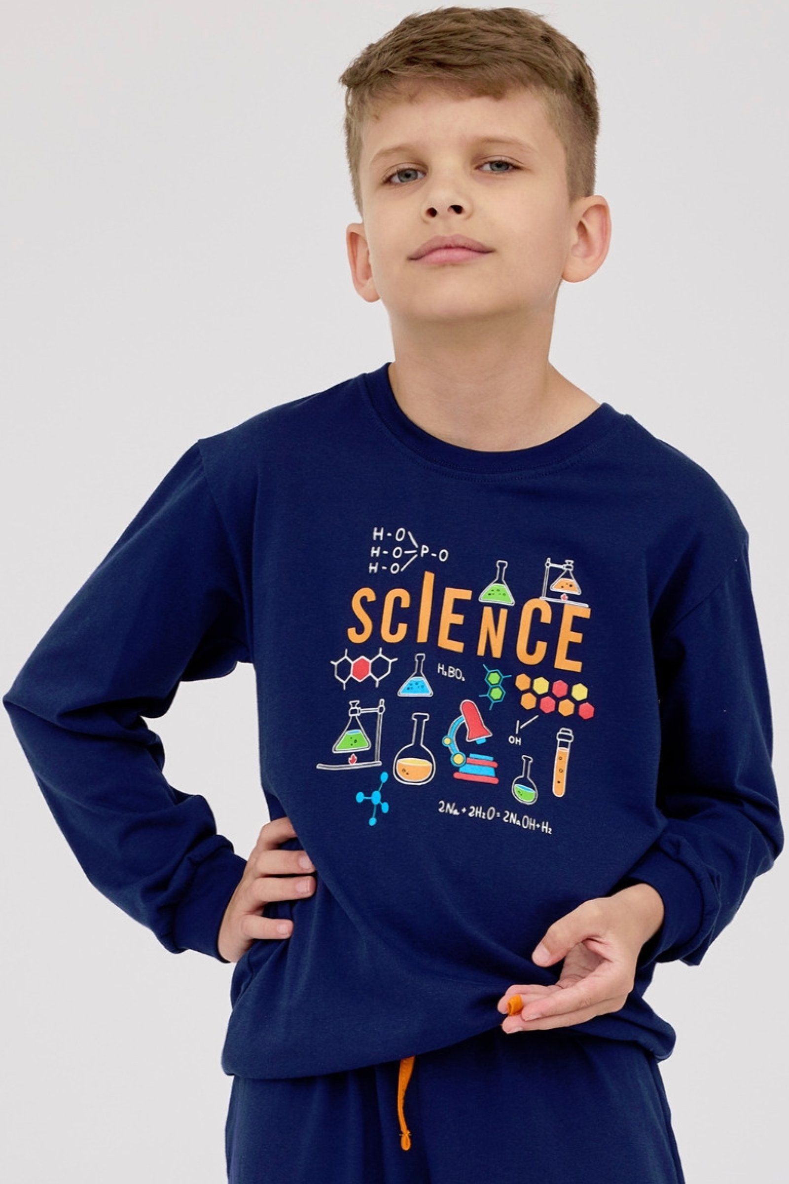 Chlapecké pyžamo Cornette Science - bavlna Tmavě modrá 134-140