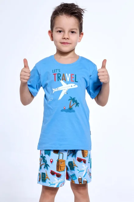 Chlapecké pyžamo Travel 3 - bavlna - Světle modrá