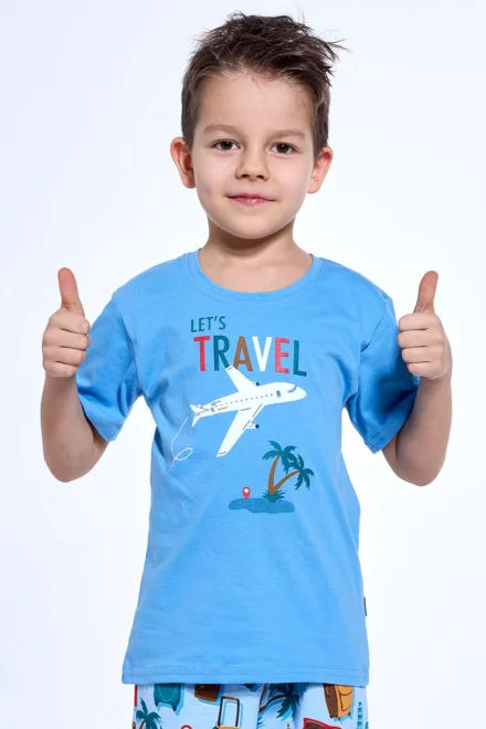 Chlapecké pyžamo Travel 3 - bavlna - Světle modrá