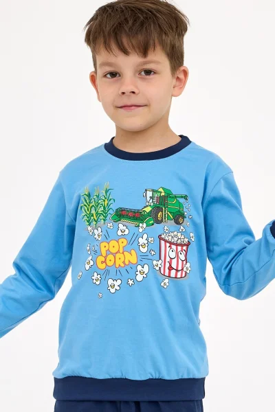 Chlapecké pyžamo Popcorn - bavlna - Světle modrá