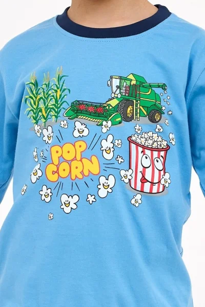Chlapecké pyžamo Popcorn - bavlna - Světle modrá