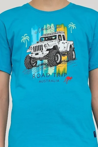 Chlapecké pyžamo Road Trip - bavlna - Tyrkysová