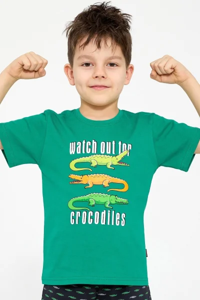 Chlapecké pyžamo Crocodiles - bavlna - Zeleno-černá