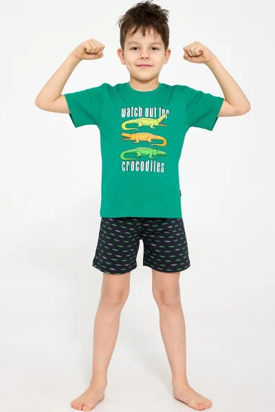 Chlapecké pyžamo Crocodiles - bavlna - Zeleno-černá