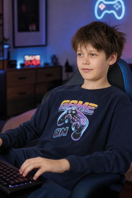 Chlapecké pyžamo Gamepad - bavlna - Tmavě modrá