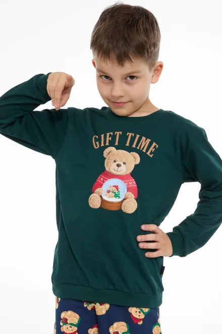 Chlapčenské pyžamo Gift Time – bavlna - Zeleno-tmavomodrá