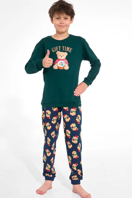 Chlapčenské pyžamo Gift Time – bavlna - Zeleno-tmavomodrá