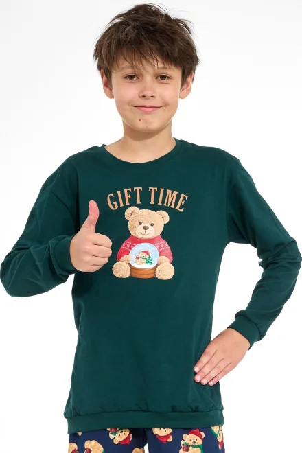 Chlapčenské pyžamo Gift Time – bavlna - Zeleno-tmavomodrá