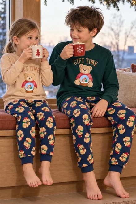 Chlapčenské pyžamo Gift Time – bavlna - Zeleno-tmavomodrá