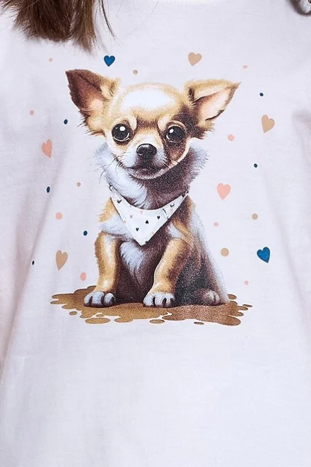 Dívčí pyžamo Chihuahua - bavlna - Ecru