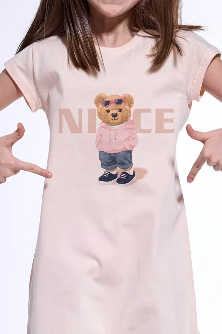 Dívčí noční košile Nice 2 - bavlna - Světle růžová