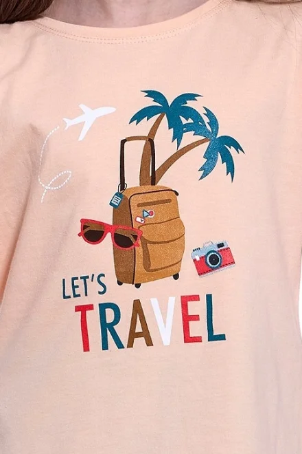Dívčí pyžamo Travel 2 - bavlna - Světle oranžová