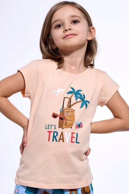 Dívčí pyžamo Travel 2 - bavlna - Světle oranžová